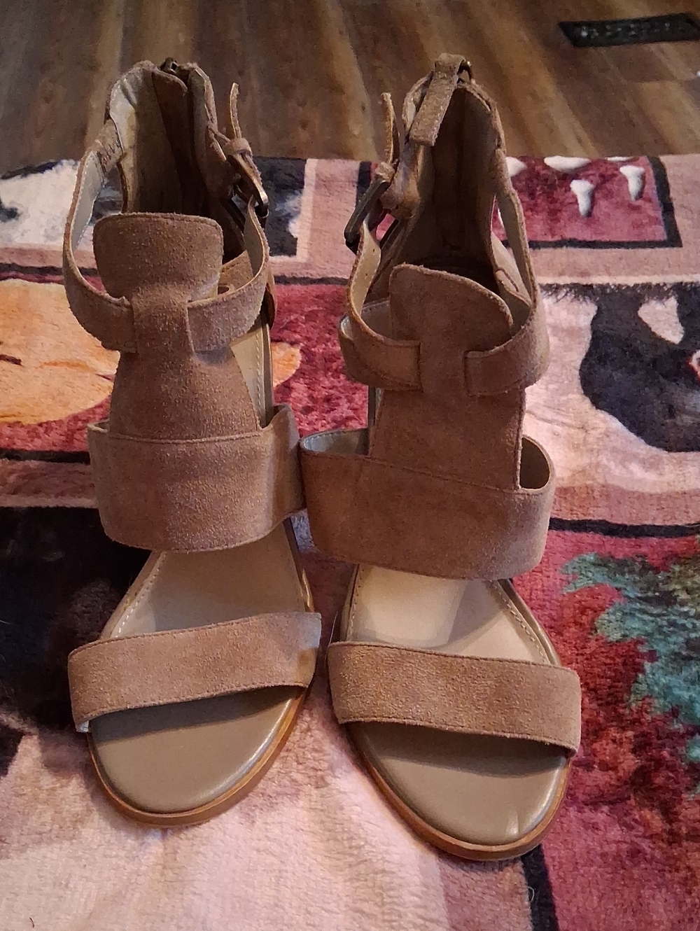hinge Taupe Suede Strappy Heeled Sandals